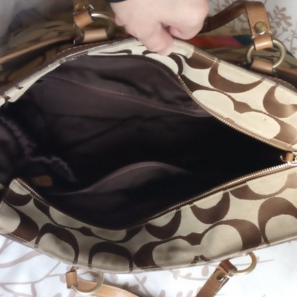 Coach Signature Khaki Multicolor Stripe Diaper/Travel Bag - Picture 4 of 4